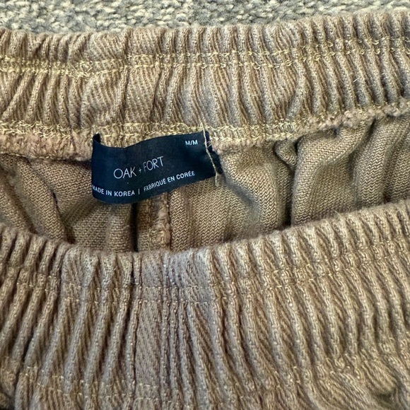 Oak + Fort Caramel Beige Relaxed Fit Pants 100% Cotton Made in Korea size M - Picture 3 of 4